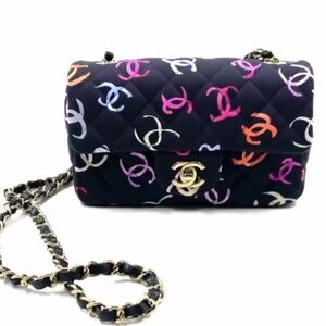 Single flap 2024 multicolor cc chanel bag